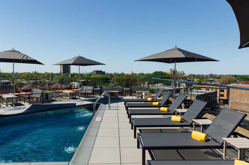 Mediterranean-style rooftop oasis at Cabana Club, Chicago