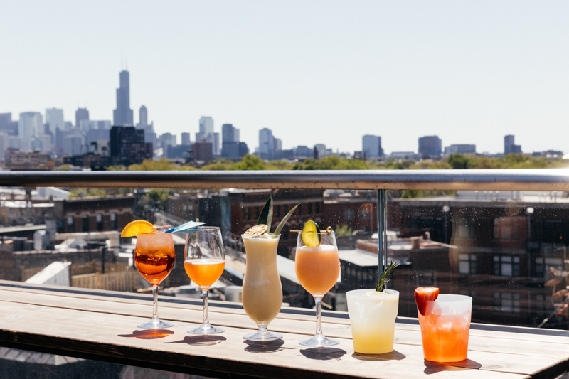 Posh rooftop bar at Cabana Club with French Riviera vibe in Chicago