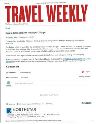 Travel Weekly Article Cover